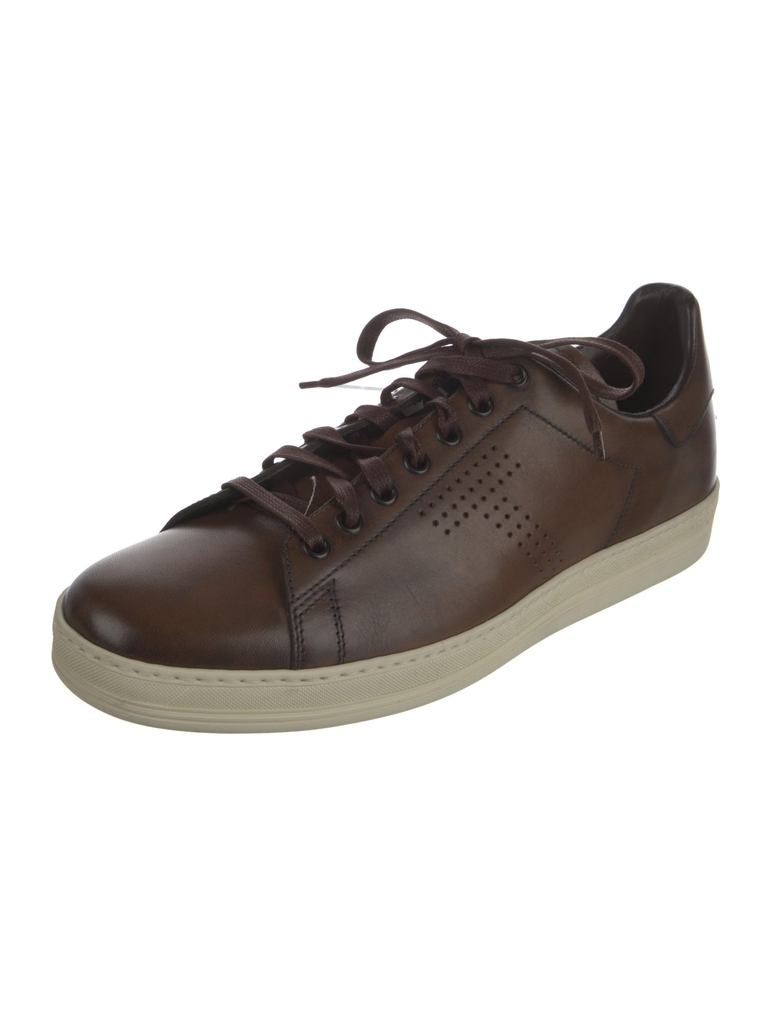 Tom Ford Leather Lasercut Accents Sneakers