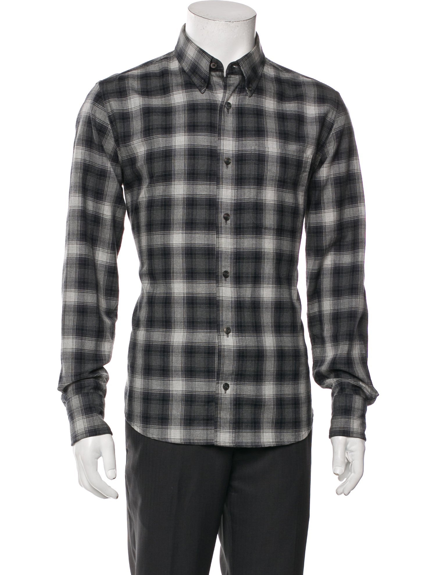 Tom Ford Plaid Print Long Sleeve Western Shirt