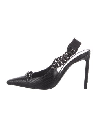 Tom Ford Leather Chain-Link Accents Slingback Pumps