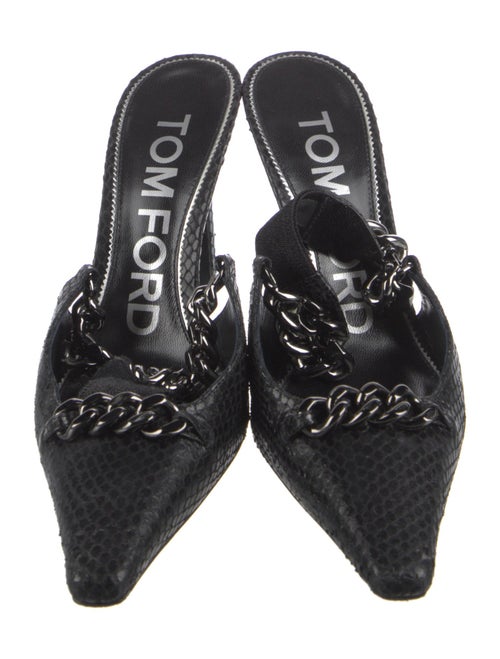 Tom Ford Leather Chain-Link Accents Slingback Pumps