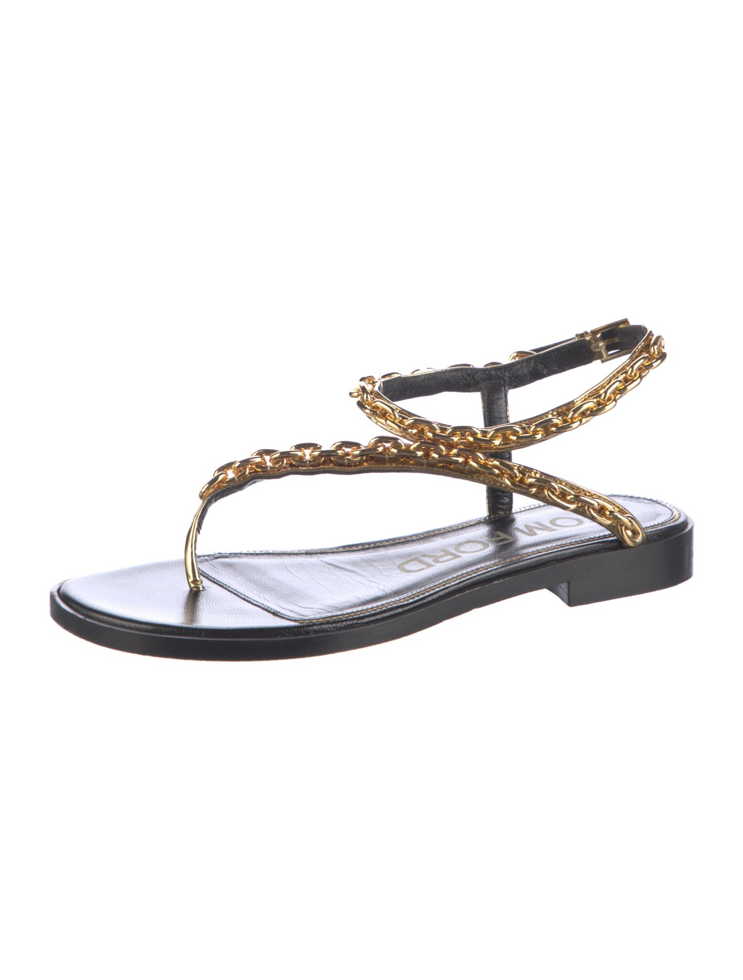 Tom Ford Leather Chain-Link Accents Sandals