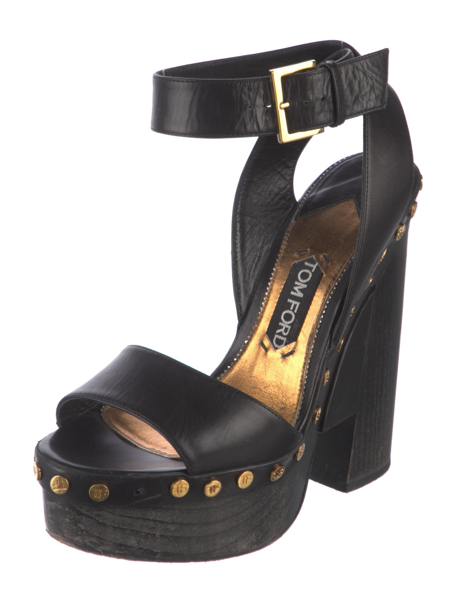 Tom Ford Leather Studded Accents Slingback Sandals