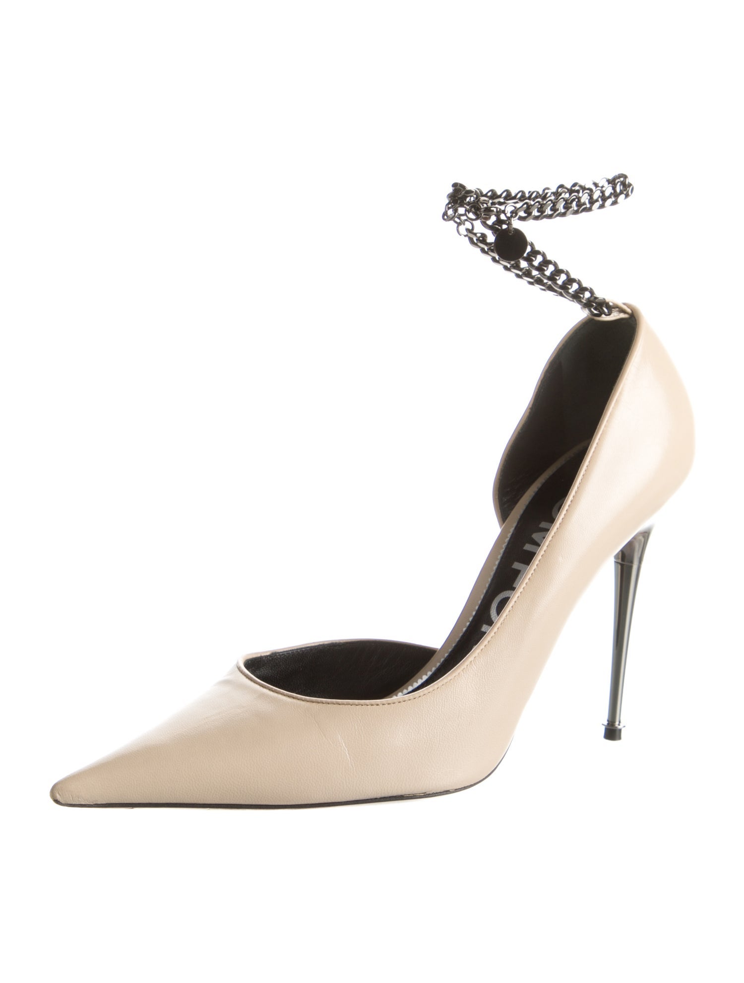 Tom Ford Leather Chain-Link Accents D'Orsay Pumps