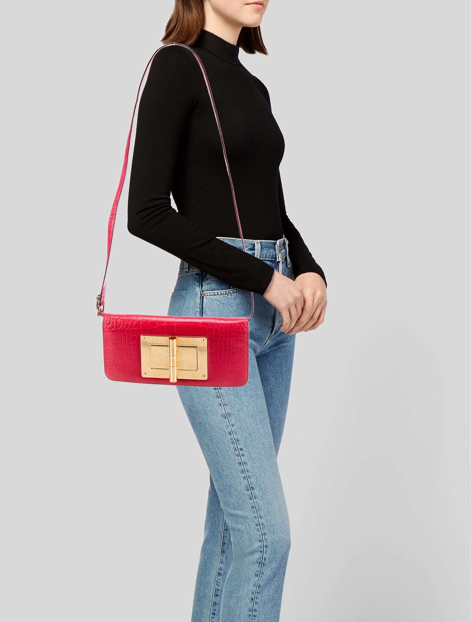 Tom Ford Embossed Leather Shoulder Bag