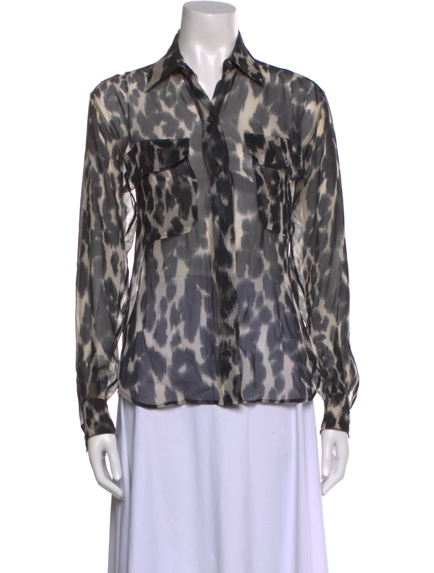 Tom Ford Silk Animal Print Button-Up Top