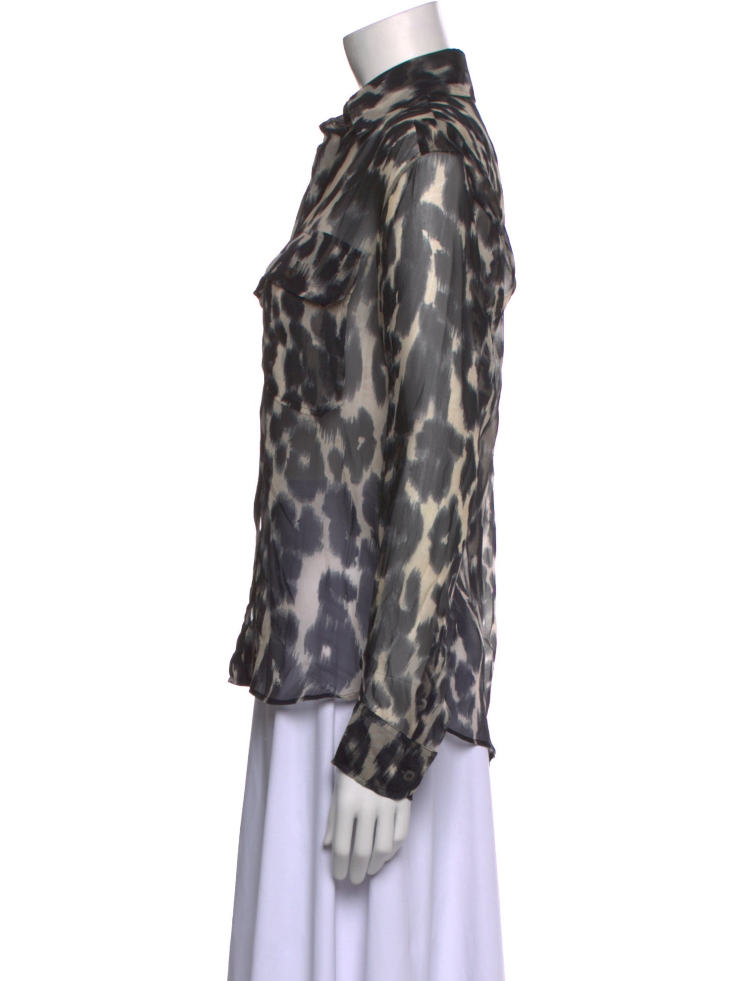 Tom Ford Silk Animal Print Button-Up Top