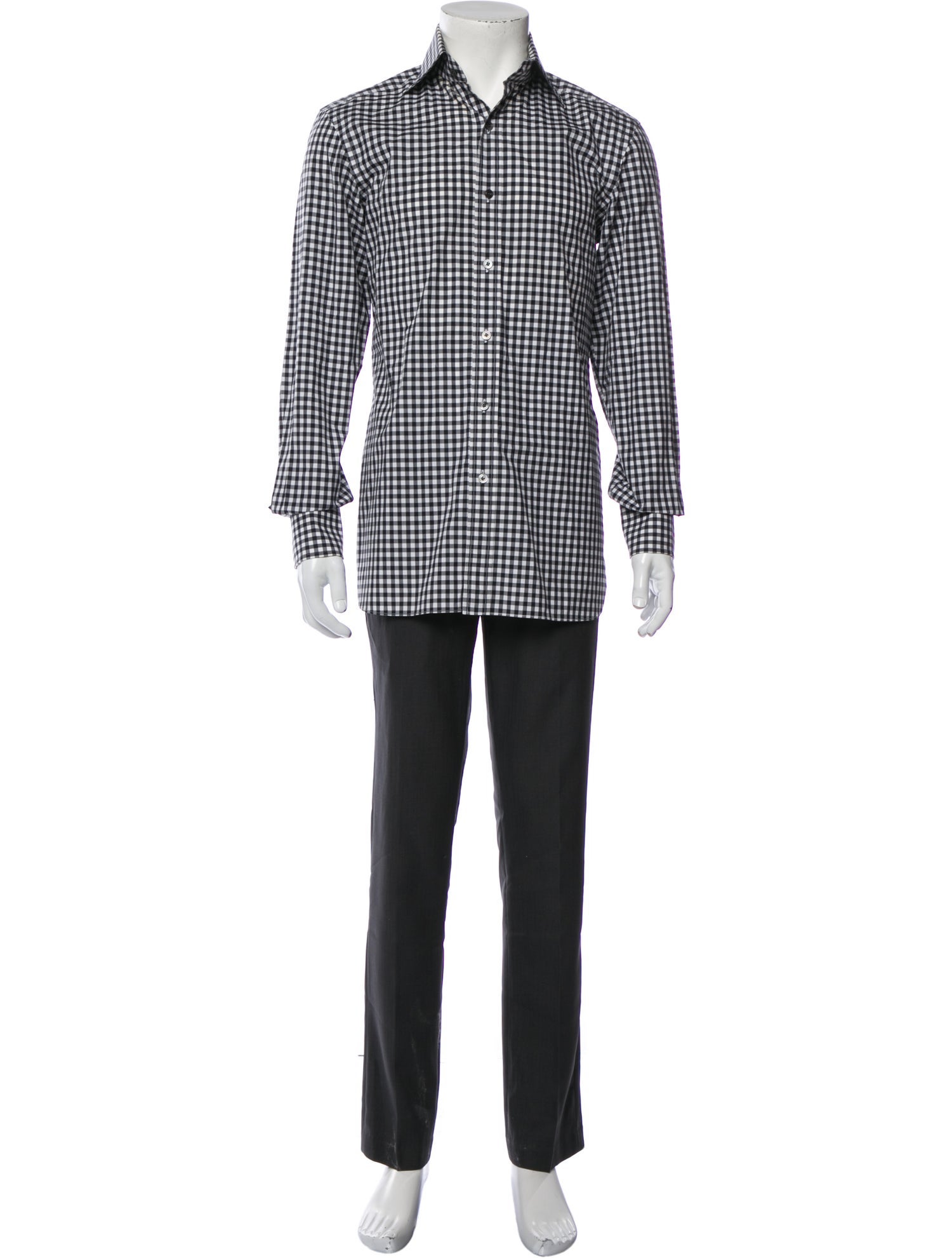 Tom Ford Plaid Print Long Sleeve Shirt