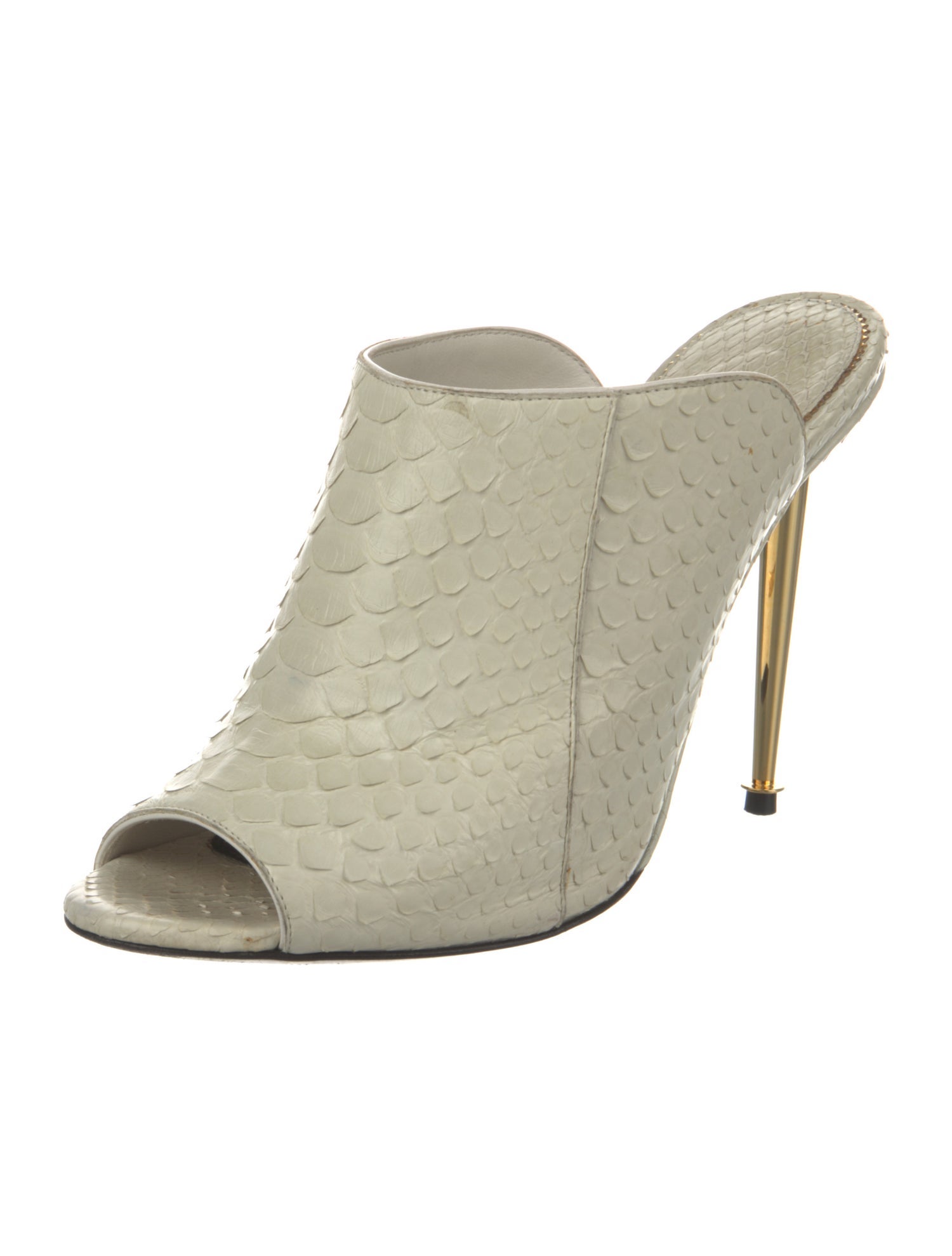 Tom Ford Snakeskin Cutout Accent Mules
