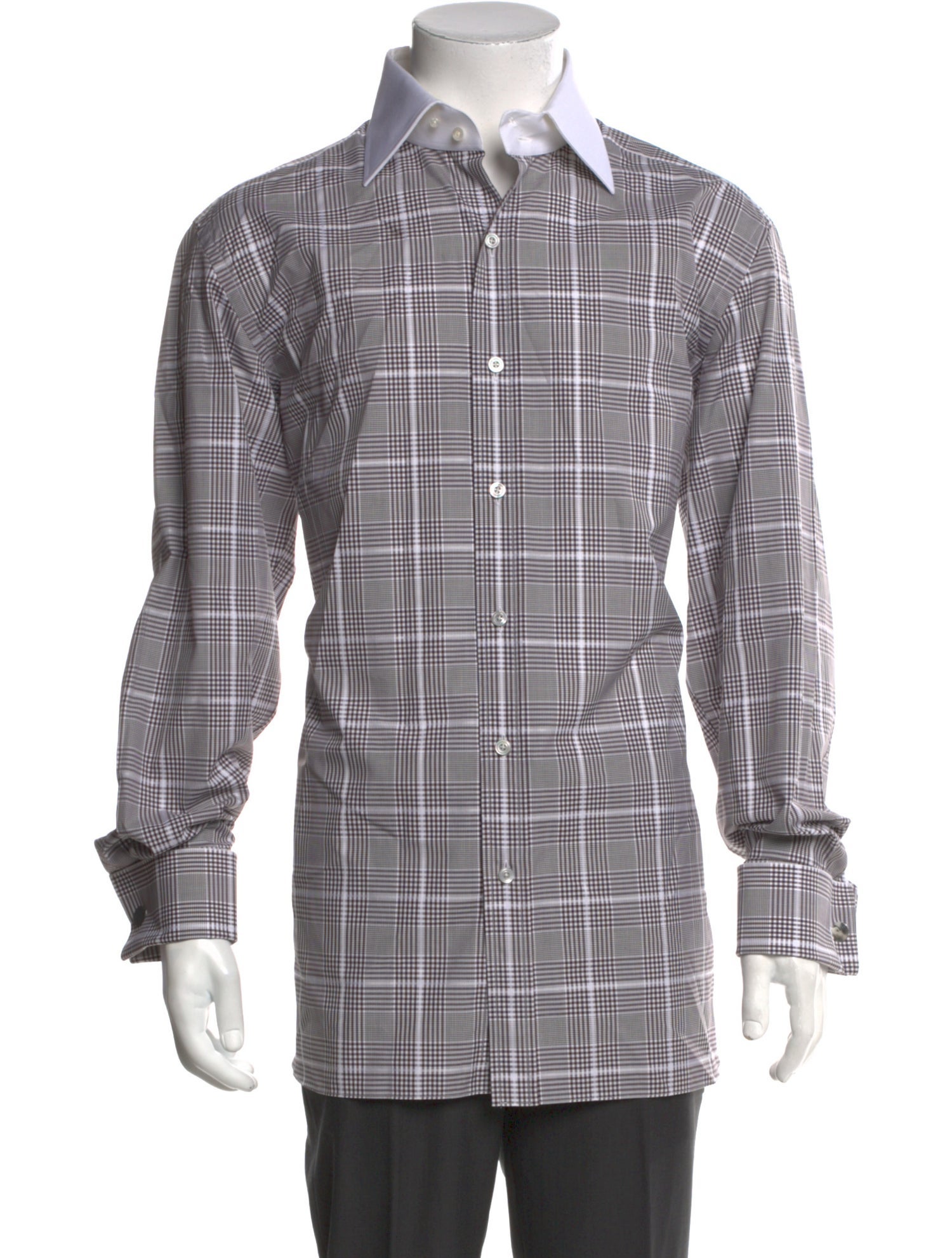 Tom Ford Plaid Print Long Sleeve Shirt
