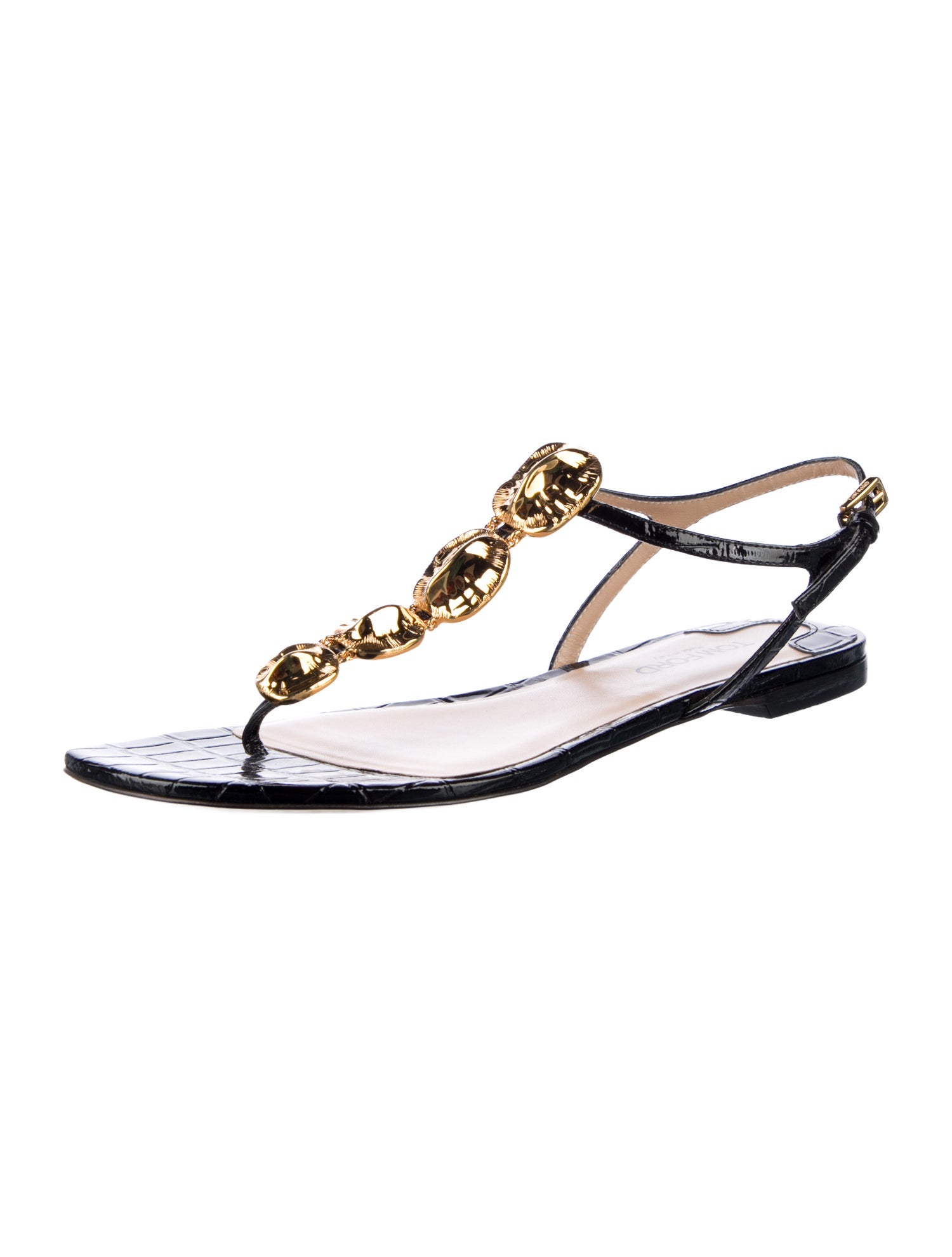 Tom Ford Patent Leather T-Strap Sandals