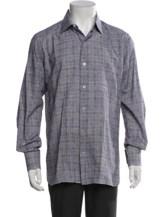 Tom Ford Plaid Print Long Sleeve Dress Shirt