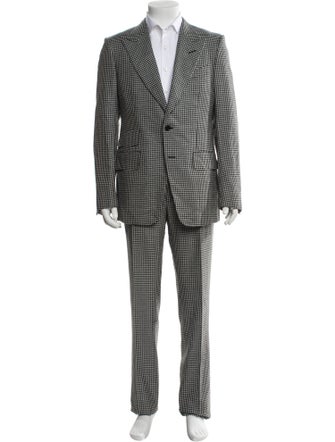 Tom Ford Wool Houndstooth Print Two-Piece Suit