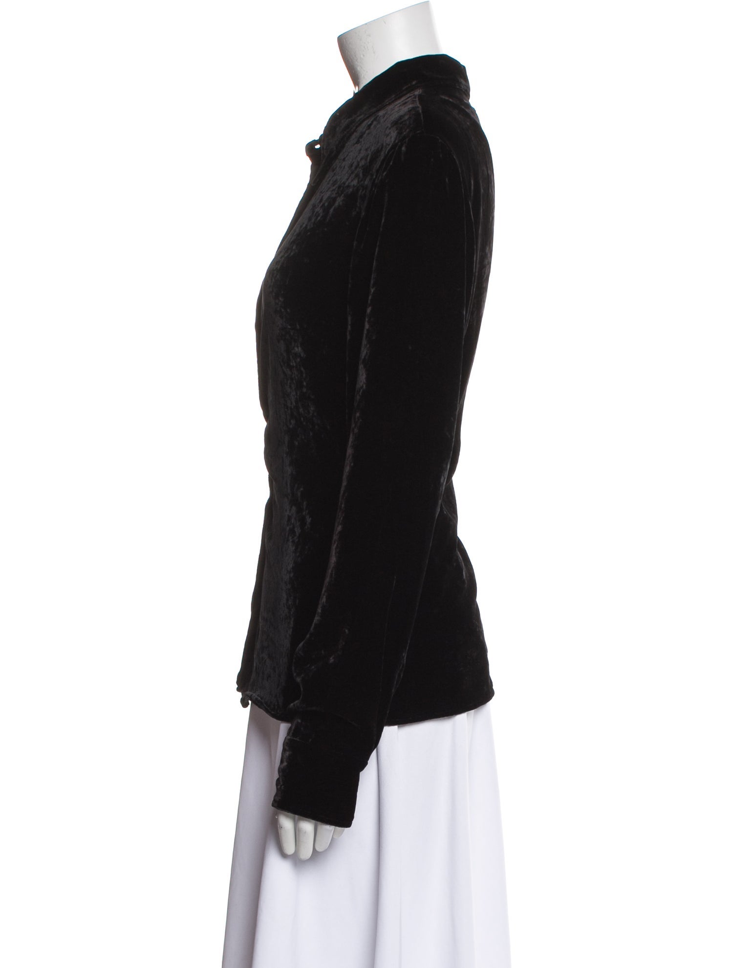 Tom Ford Velvet Long Sleeve Button-Up Top