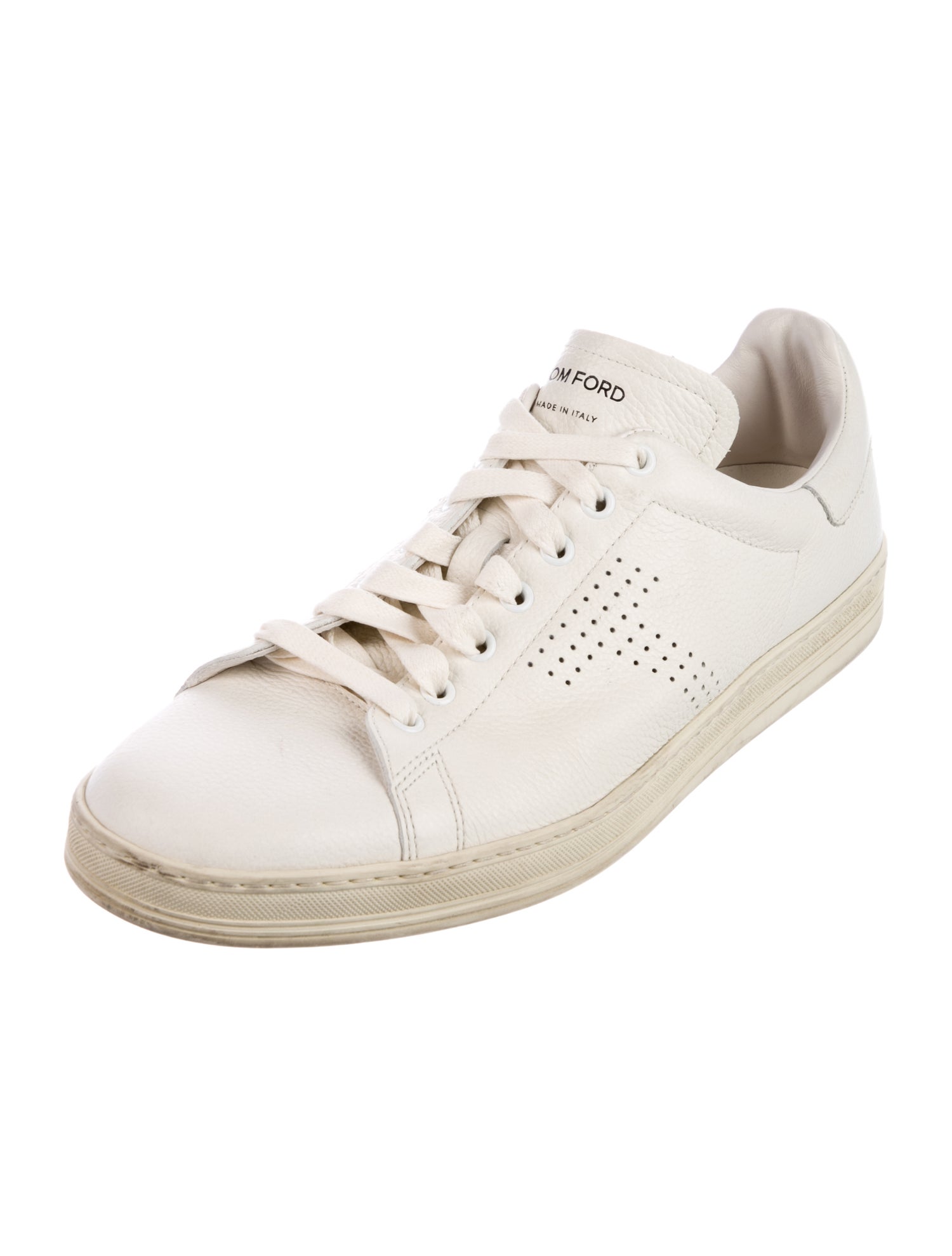 Tom Ford Leather Lasercut Accents Sneakers