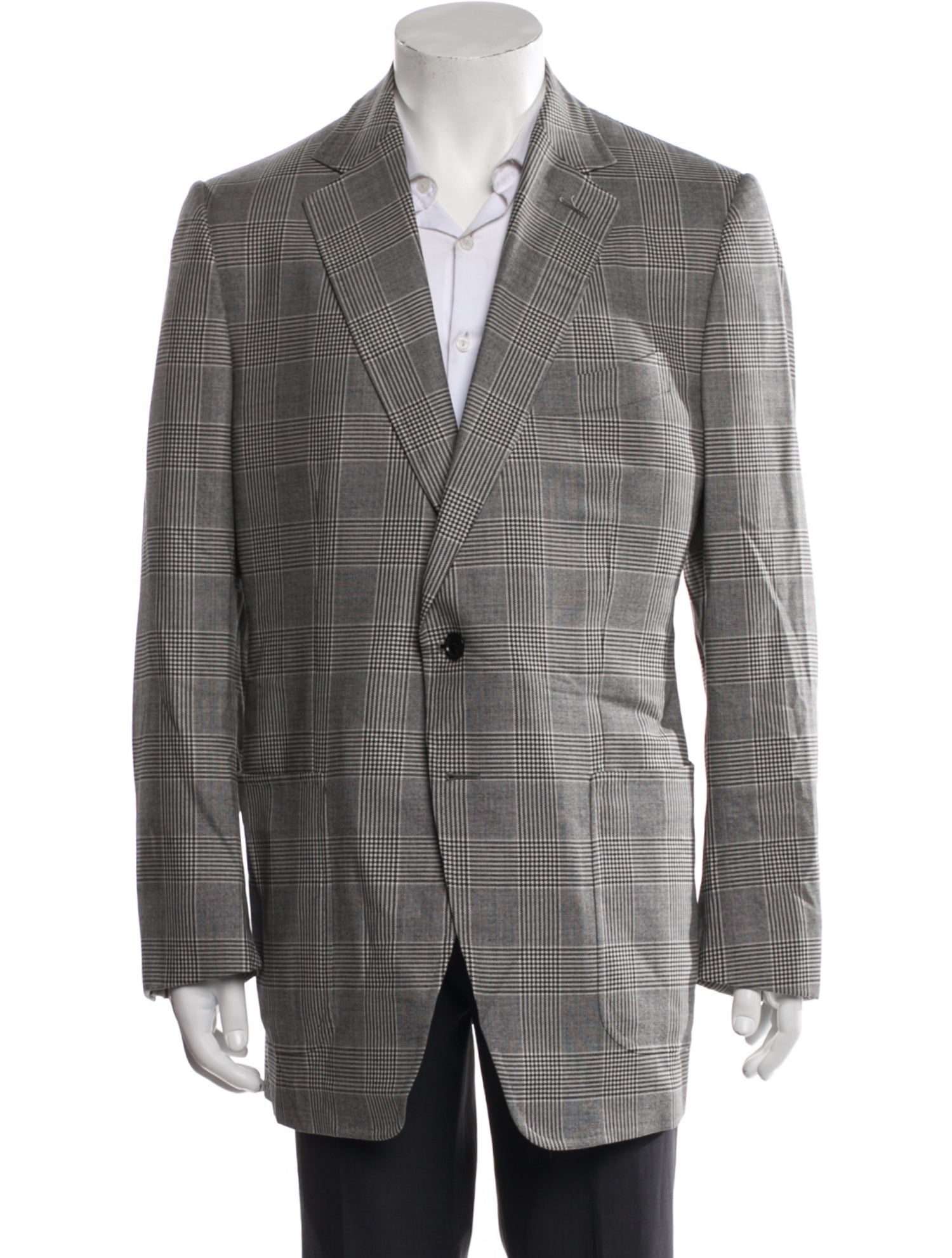 Tom Ford Wool Plaid Print Blazer