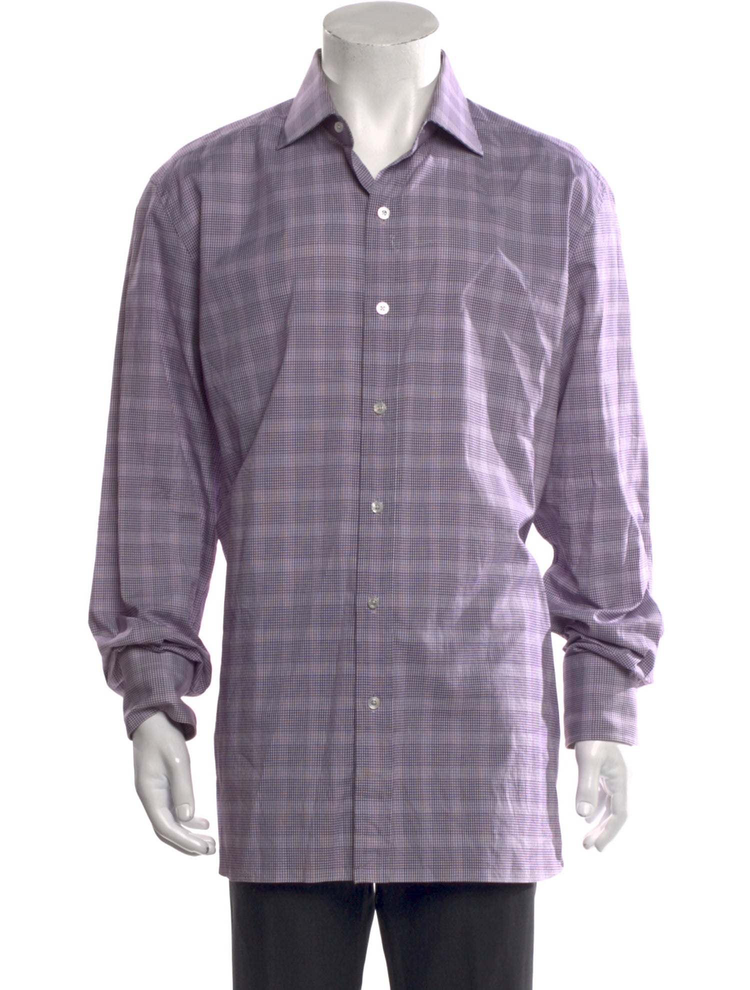 Tom Ford Plaid Print Long Sleeve Dress Shirt