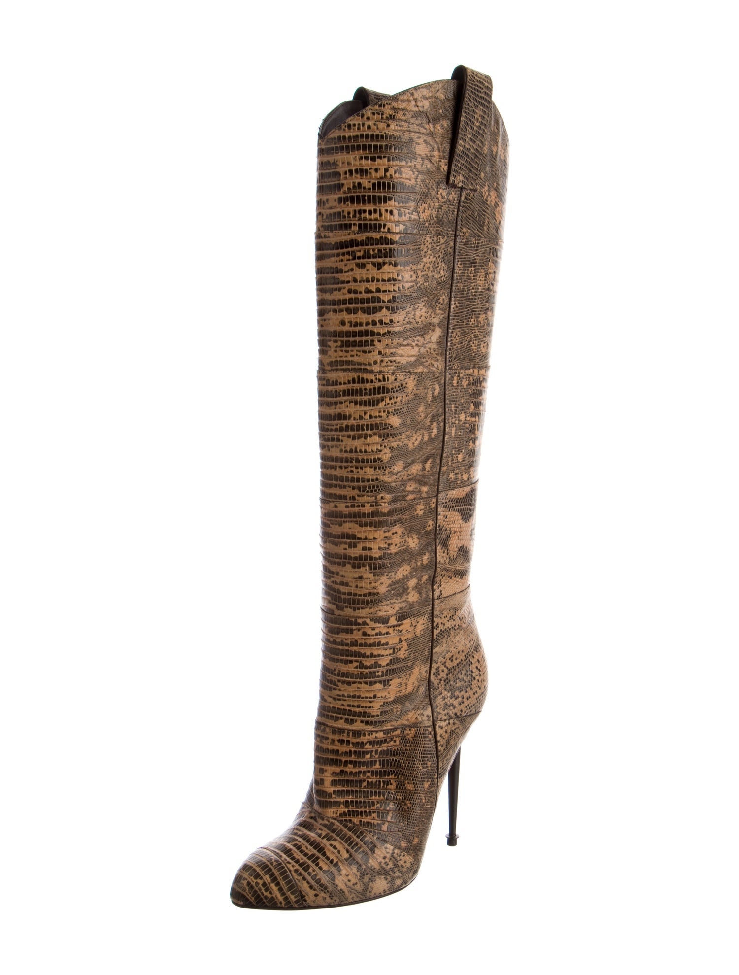 Tom Ford Leather Animal Print Boots
