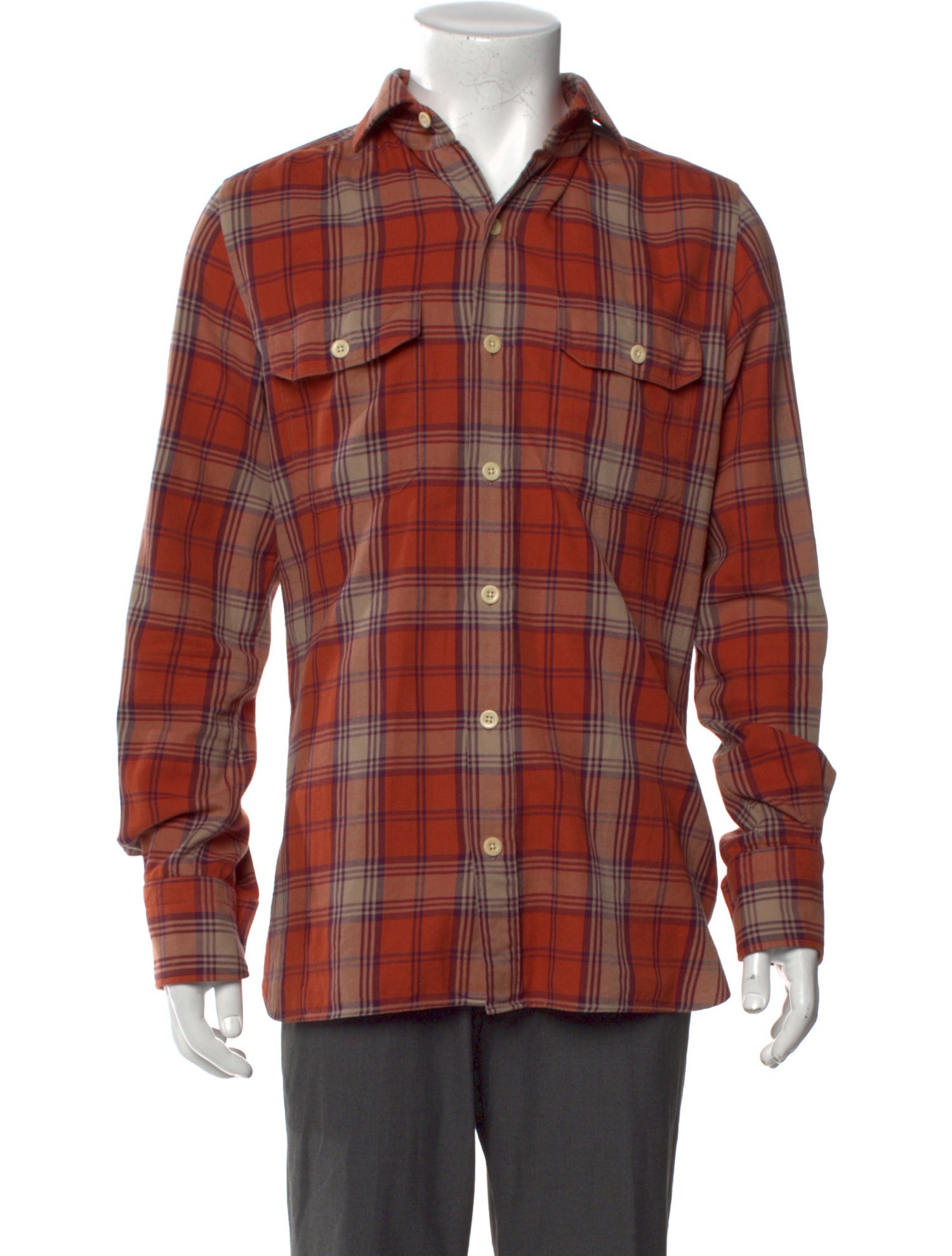 Tom Ford Plaid Print Long Sleeve Shirt