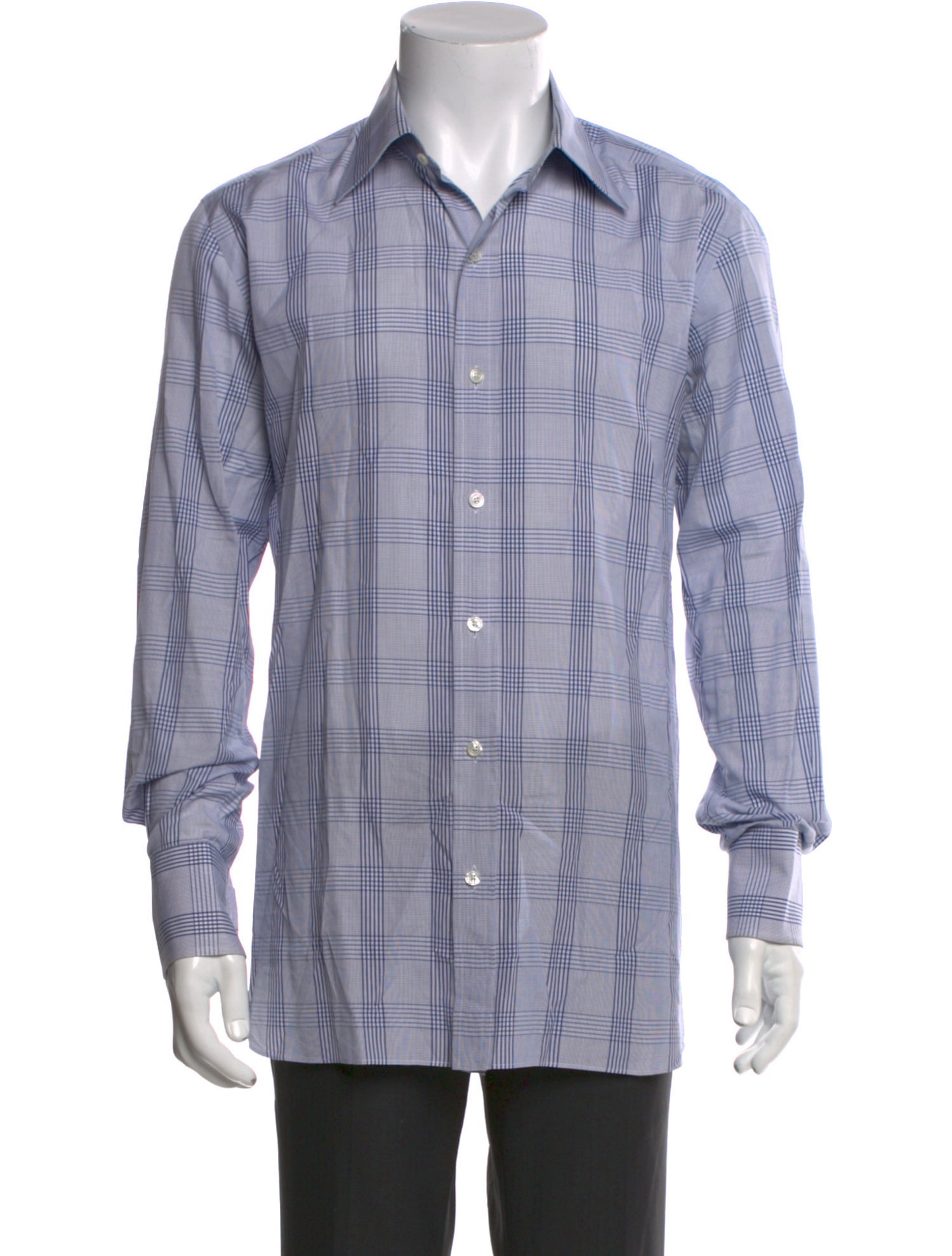 Tom Ford Plaid Print Long Sleeve Shirt