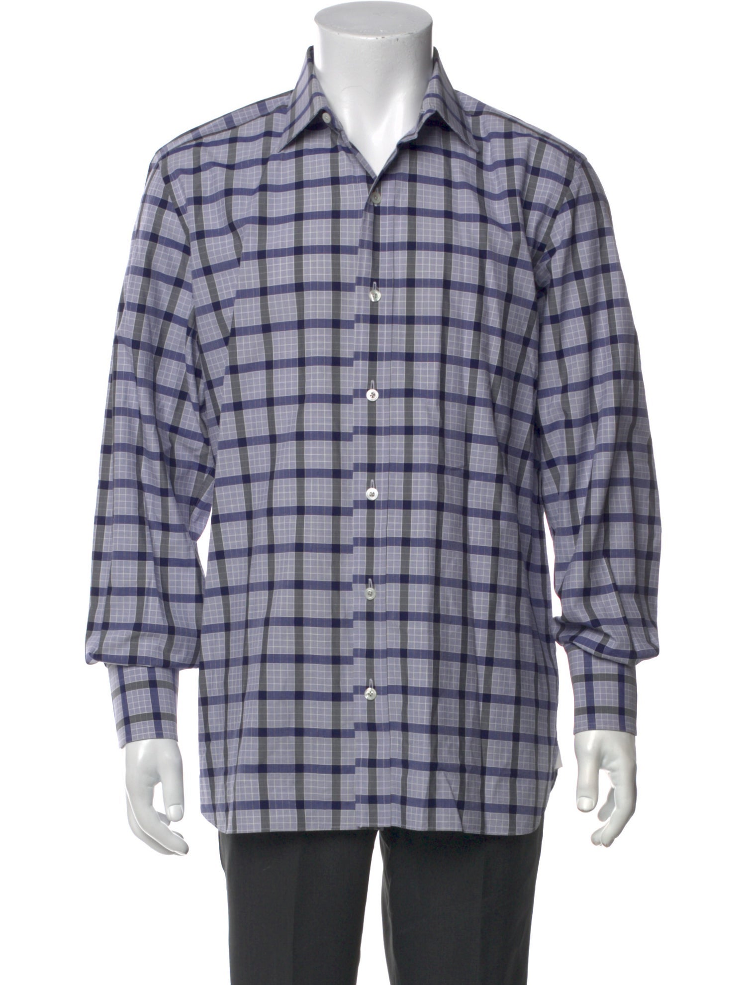Tom Ford Plaid Print Long Sleeve Shirt