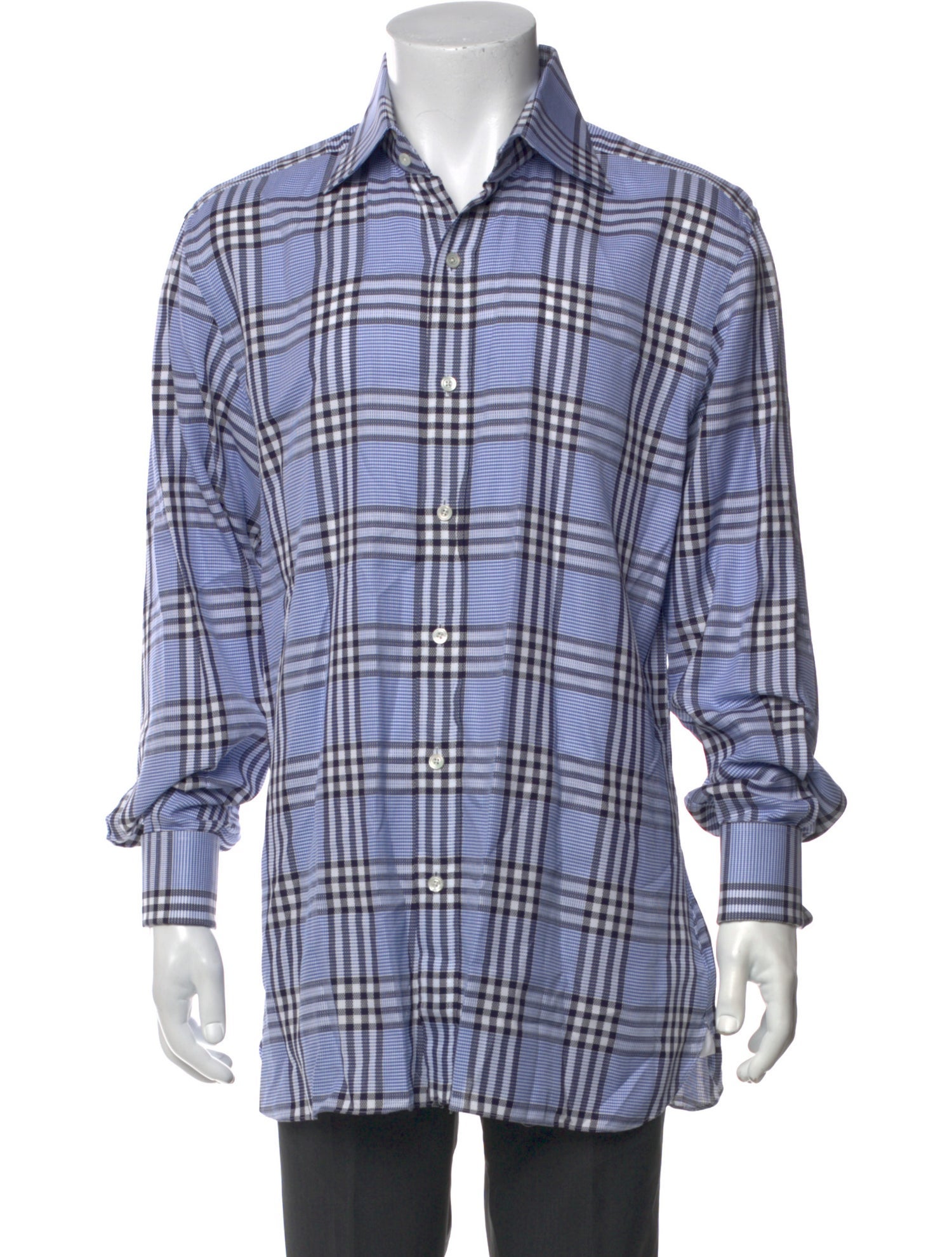 Tom Ford Plaid Print Long Sleeve Shirt