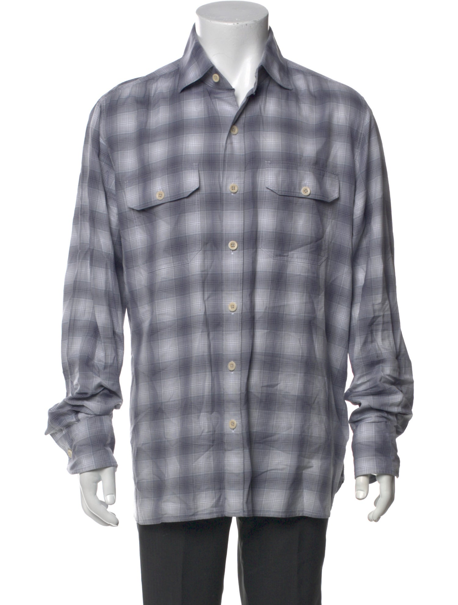 Tom Ford Plaid Print Long Sleeve Western Shirt