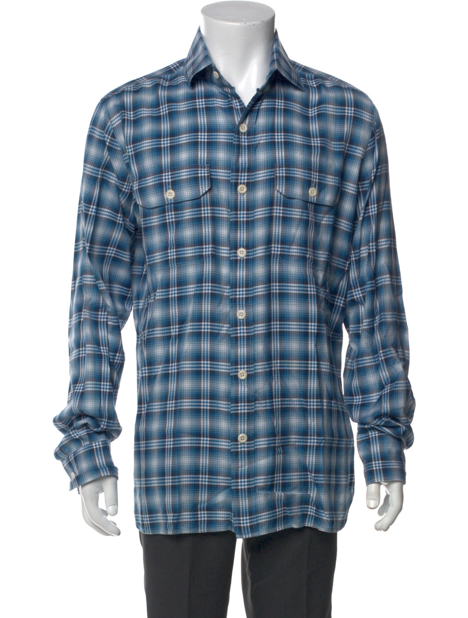 Tom Ford Plaid Print Long Sleeve Shirt