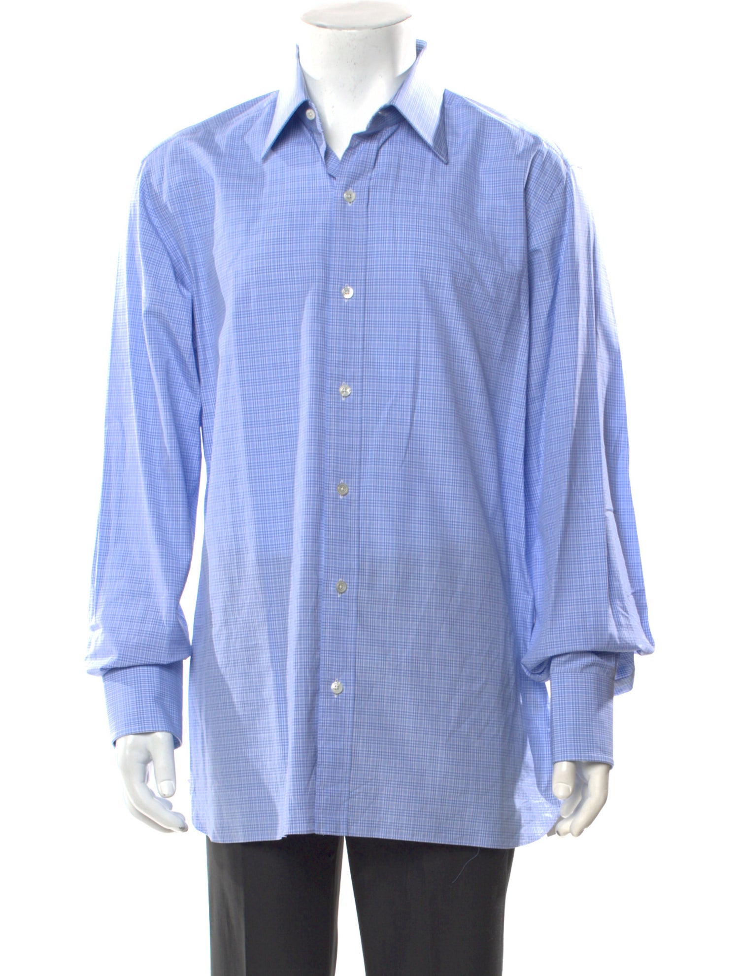 Tom Ford Plaid Print Long Sleeve Dress Shirt
