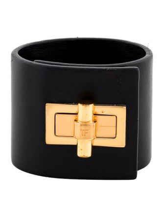 Tom Ford Leather Turnlock Wrap Bracelet
