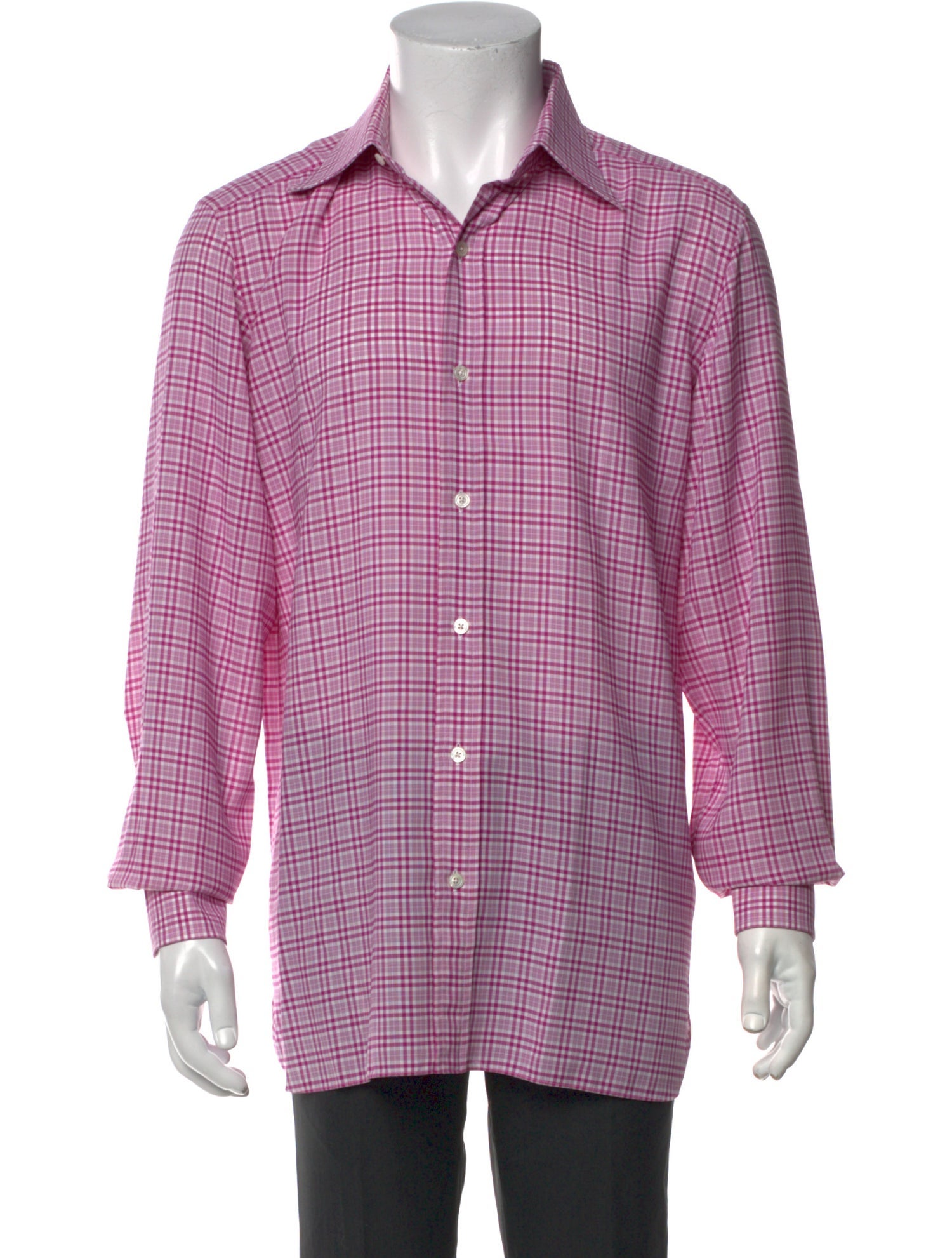 Tom Ford Plaid Print Long Sleeve Shirt
