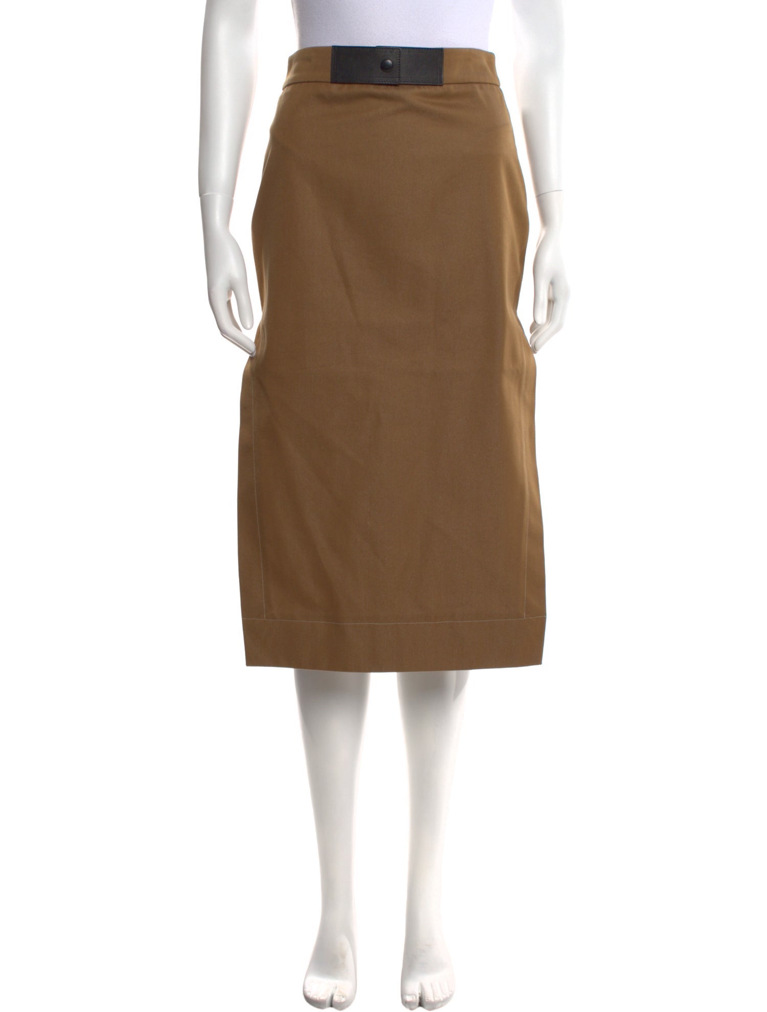 Tom Ford Leather Trim Embellishment Midi Length Skirt