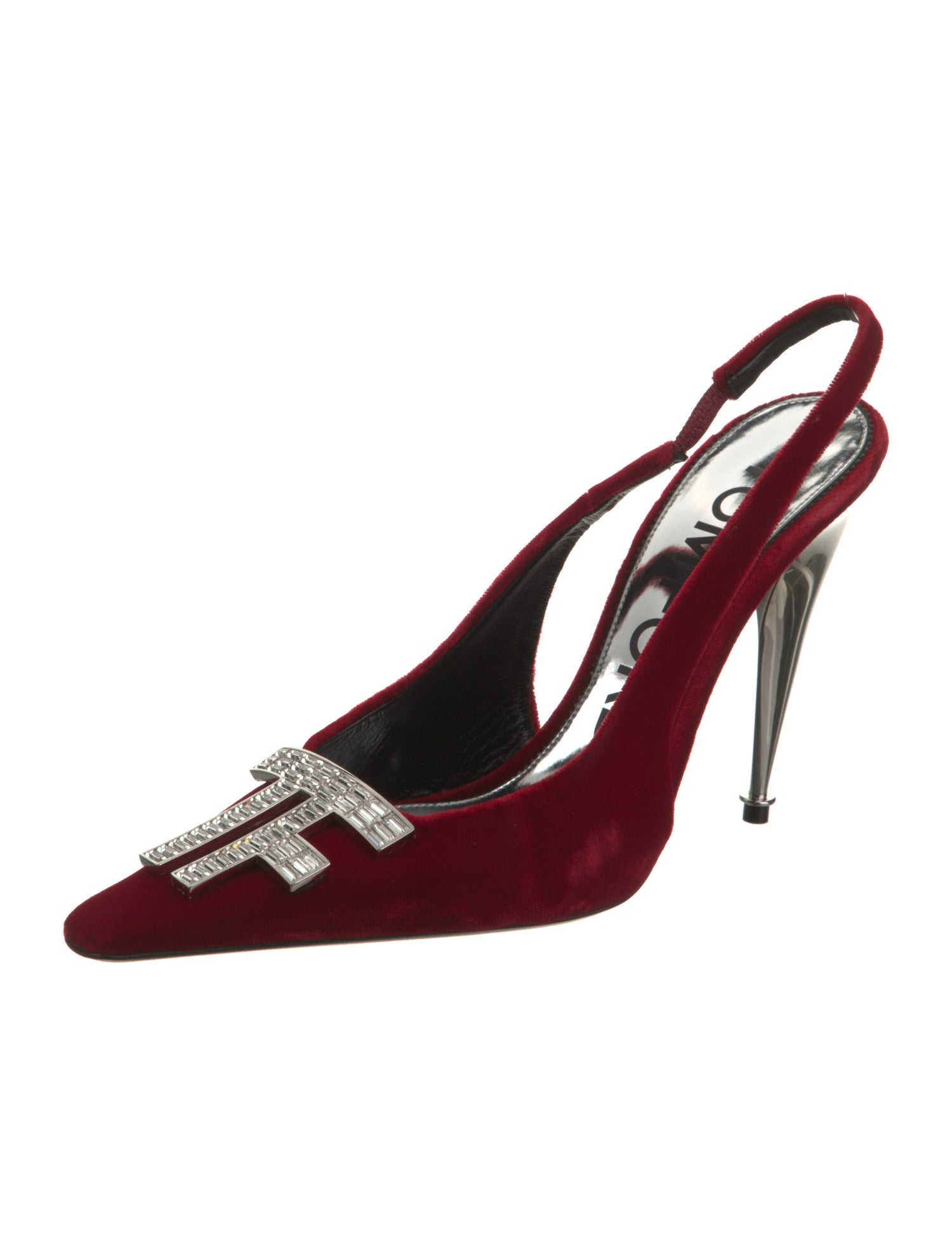 Tom Ford Velvet Crystal Embellishments Slingback Pumps