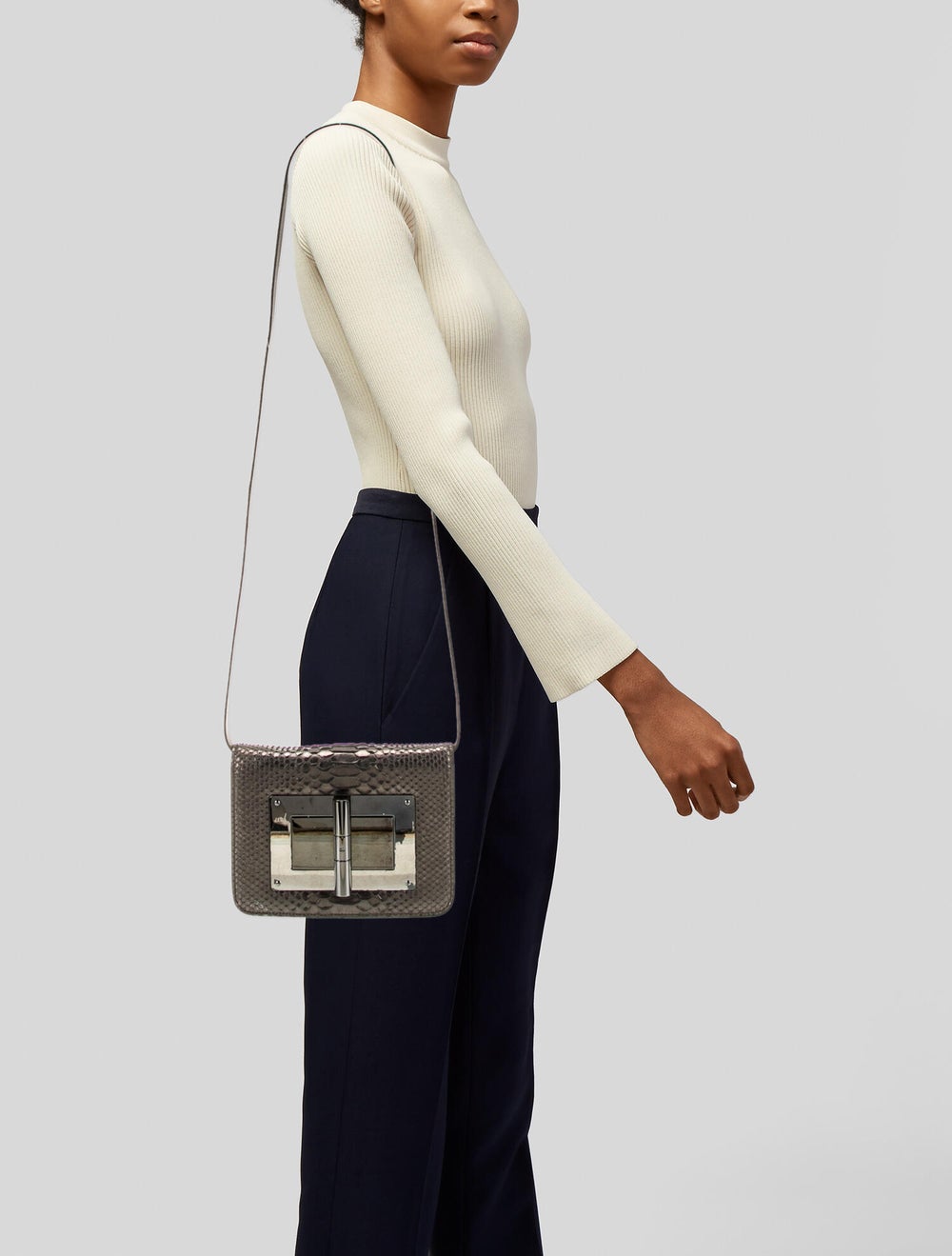 Tom Ford Shoulder Bag Grey Python Colorblock Patt… - image 2