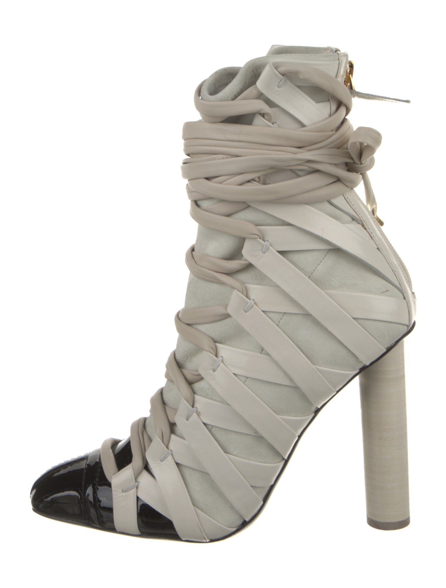 Tom Ford Leather Colorblock Pattern Lace-Up Boots