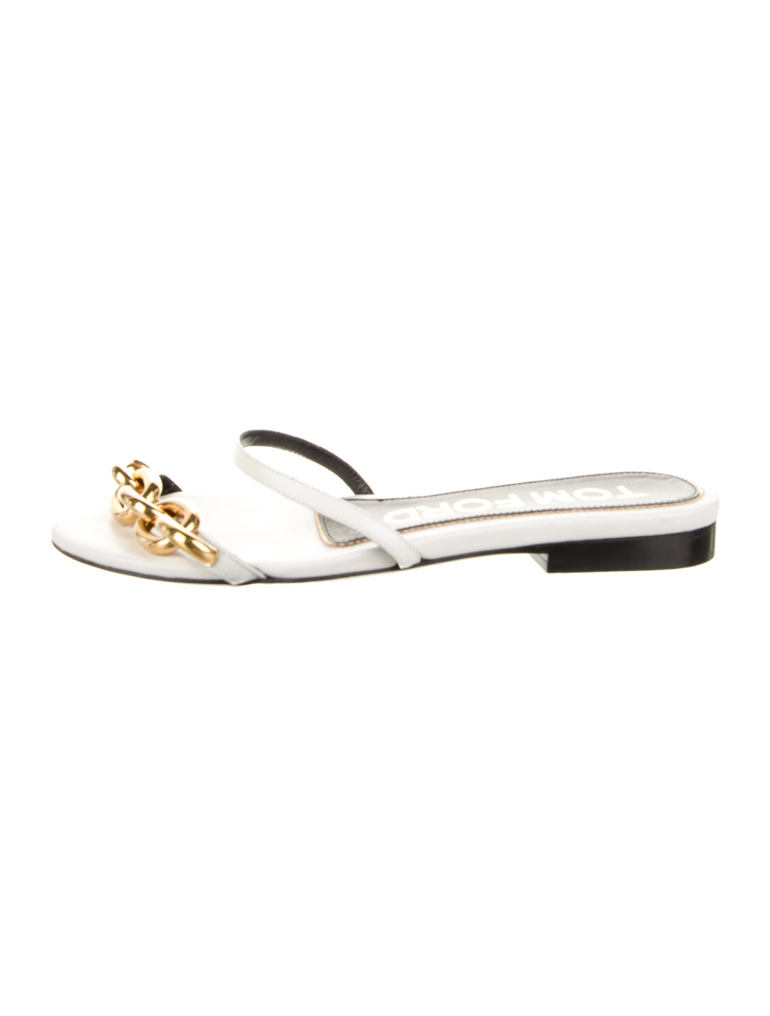 Tom Ford Leather Chain-Link Accents Slides