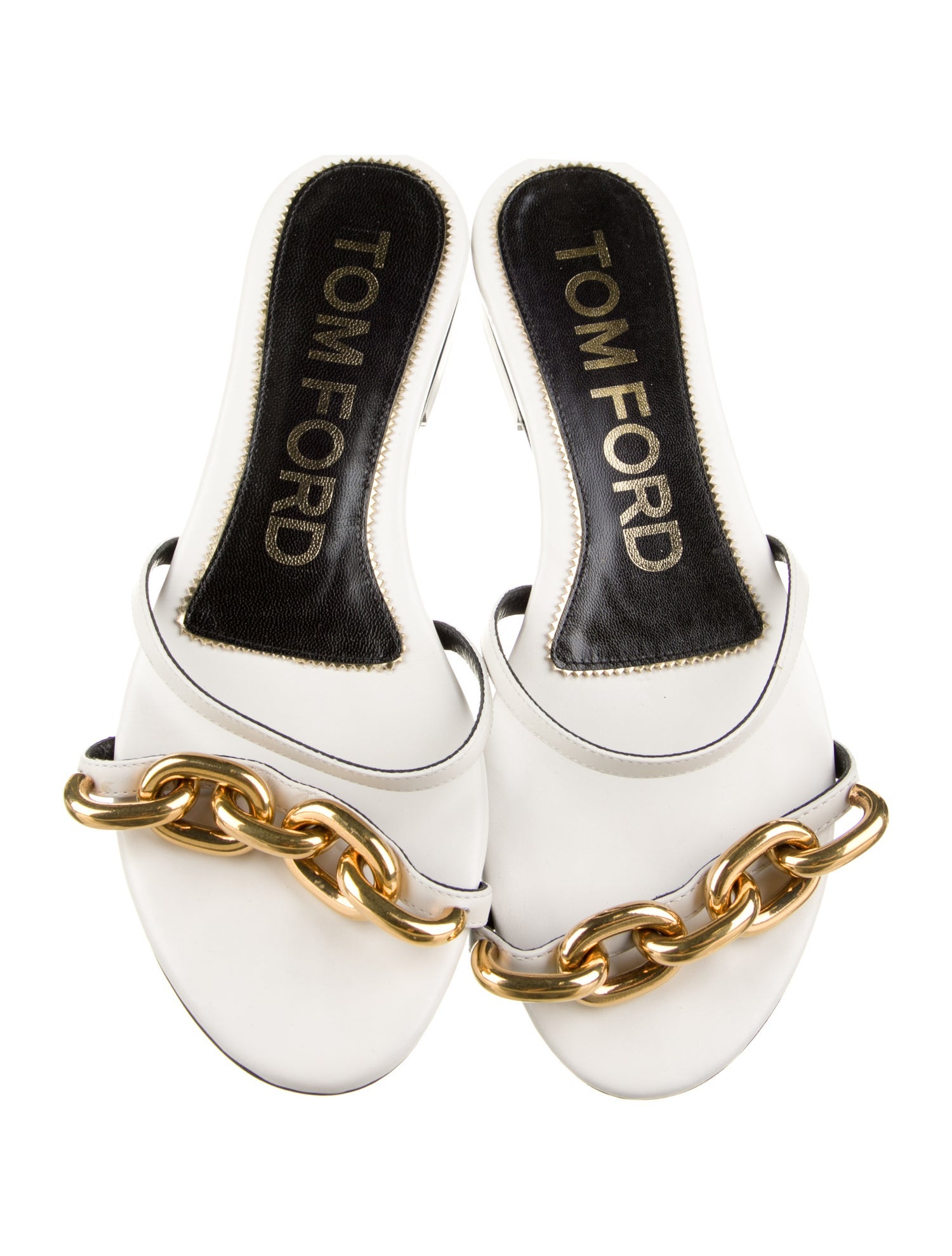 Tom Ford Leather Chain-Link Accents Slides