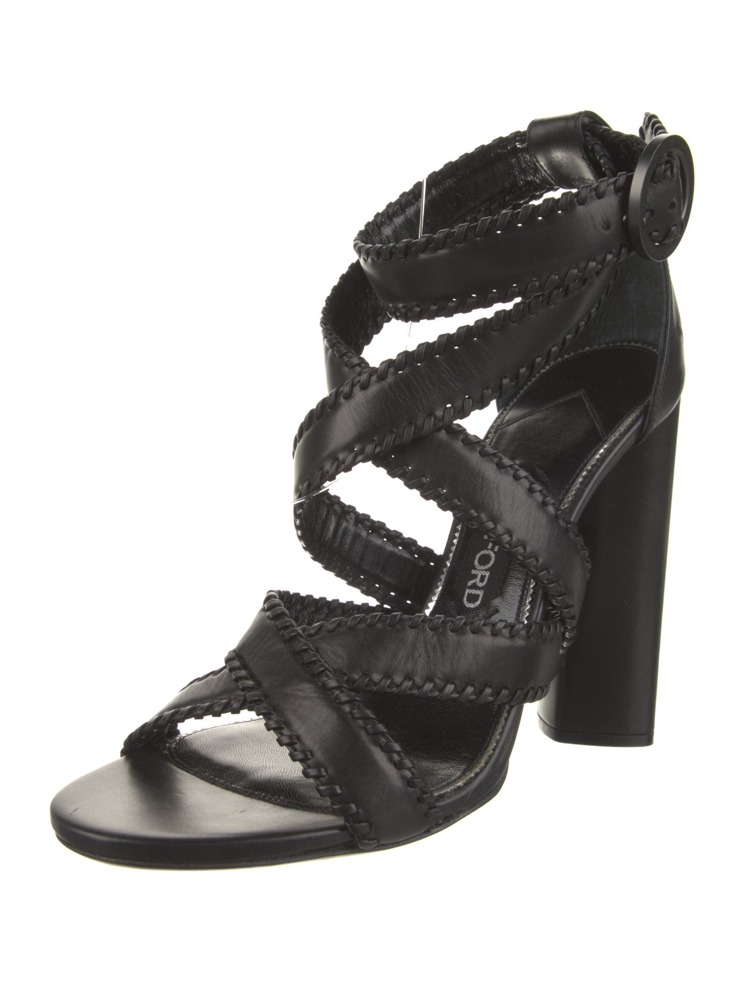 Tom Ford Leather Whipstitch Trim Sandals