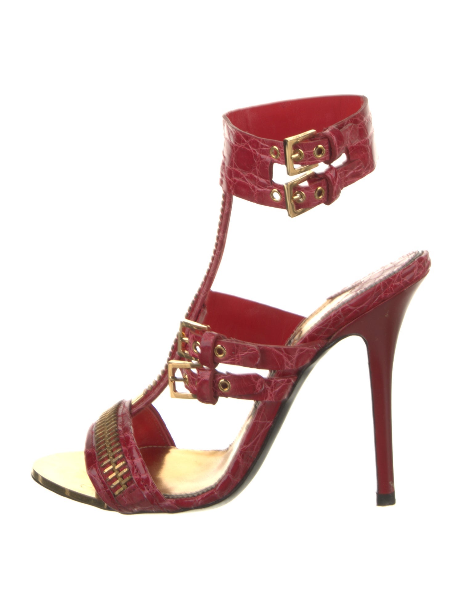 Tom Ford Leather Printed T-Strap Sandals