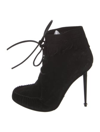 Tom Ford Suede Fringe Trim Accent Lace-Up Boots