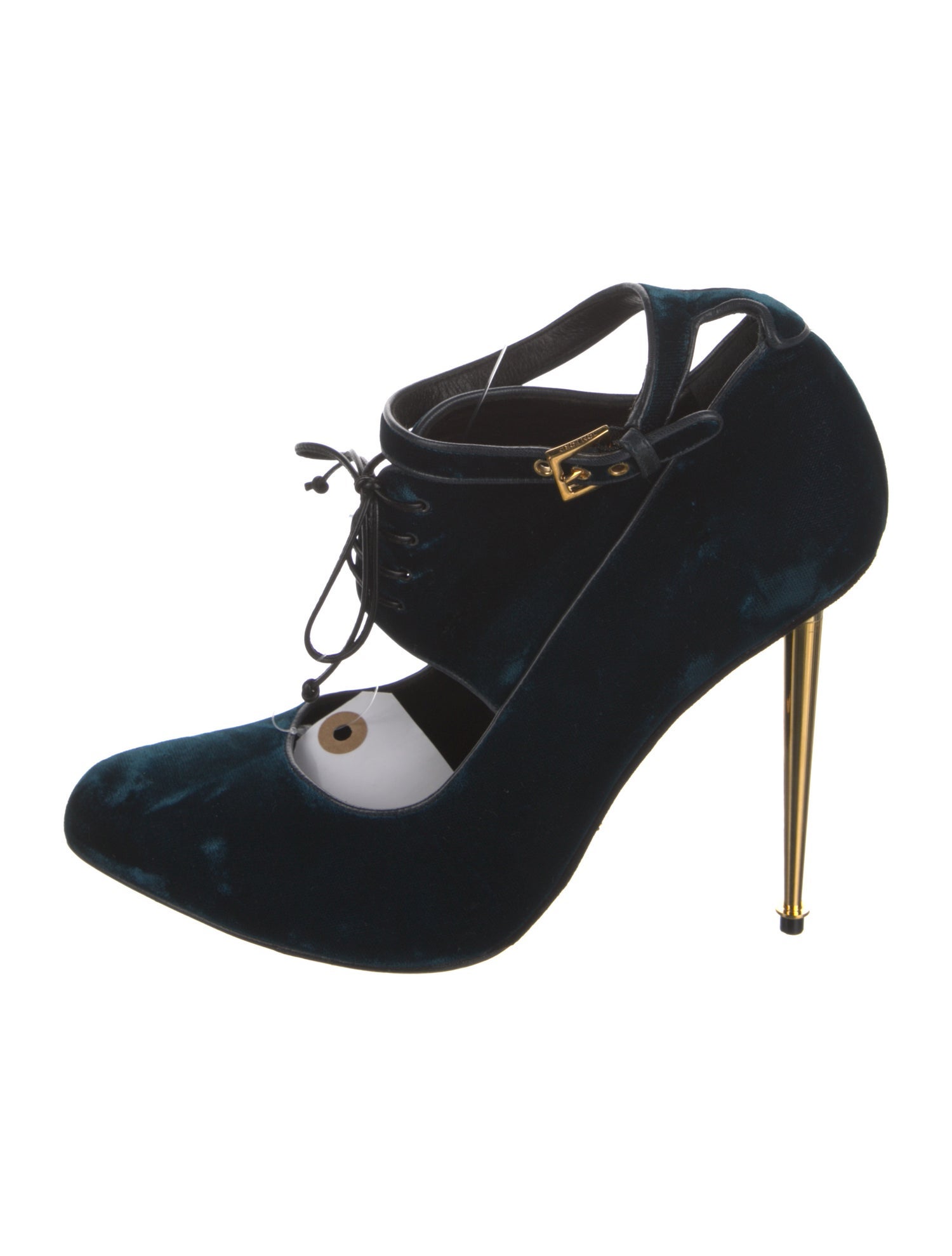 Tom Ford Velvet Leather Trim Embellishment T-Strap Pumps