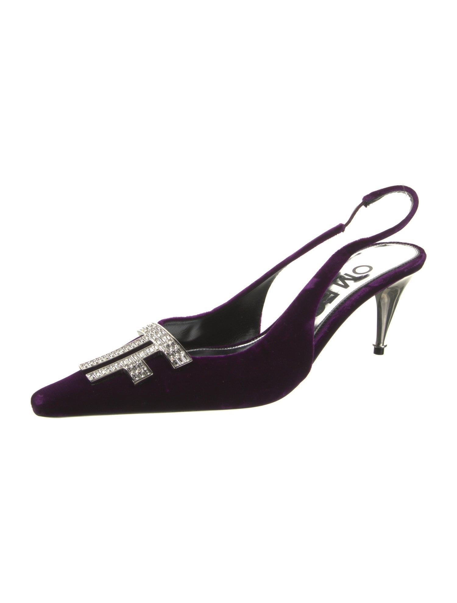 Tom Ford Velvet Crystal Embellishments Slingback Pumps
