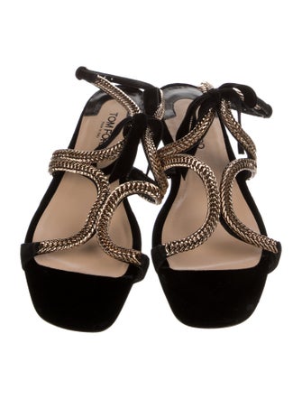 Tom Ford Velvet Chain-Link Accents Gladiator Sandals