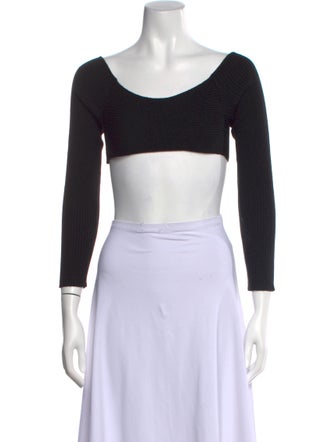 Tom Ford Bateau Neckline Three-Quarter Sleeve Crop Top