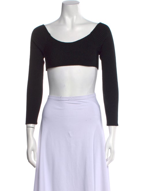 Tom Ford Bateau Neckline Three-Quarter Sleeve Crop Top