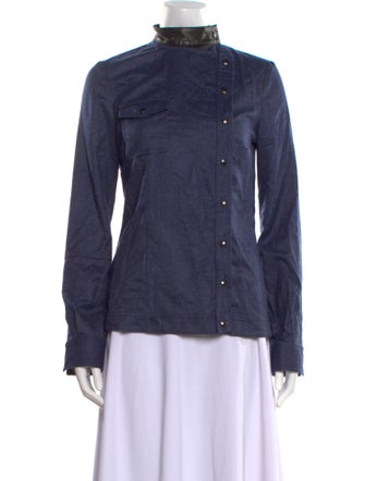 Tom Ford Mock Neck Long Sleeve Button-Up Top