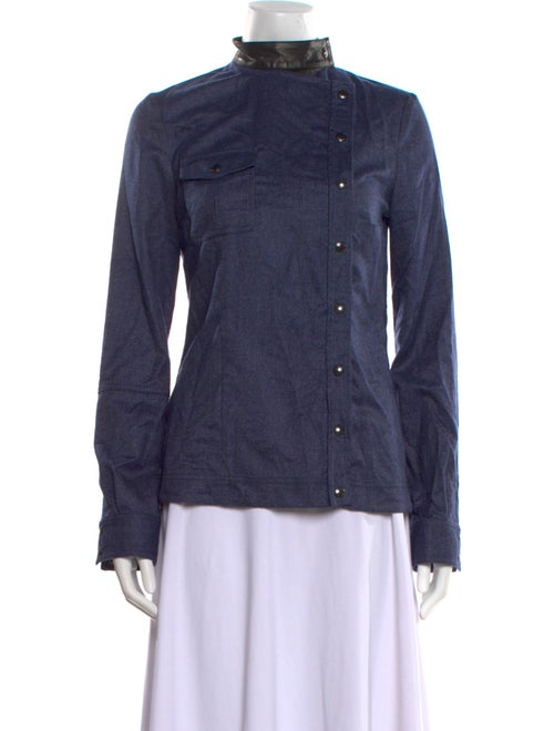 Tom Ford Mock Neck Long Sleeve Button-Up Top