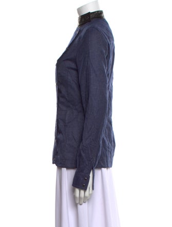 Tom Ford Mock Neck Long Sleeve Button-Up Top