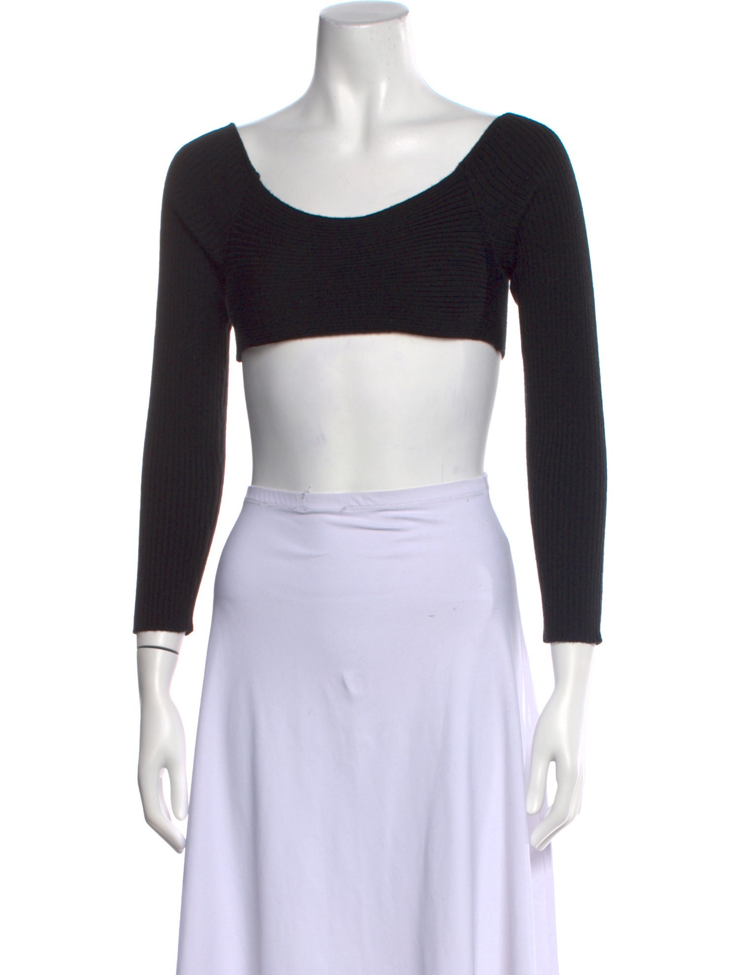 Tom Ford Bateau Neckline Three-Quarter Sleeve Crop Top