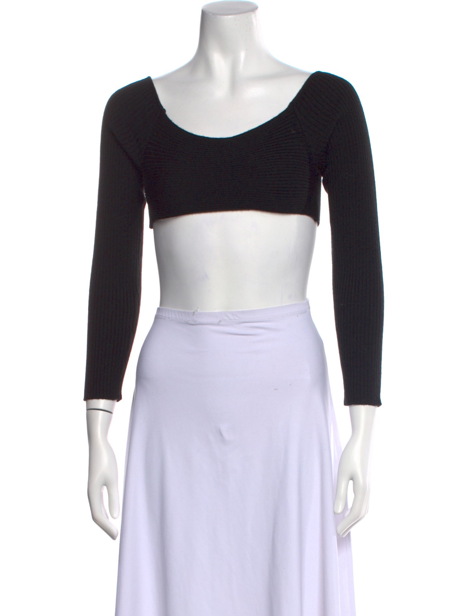 Tom Ford Scoop Neck Three-Quarter Sleeve Crop Top