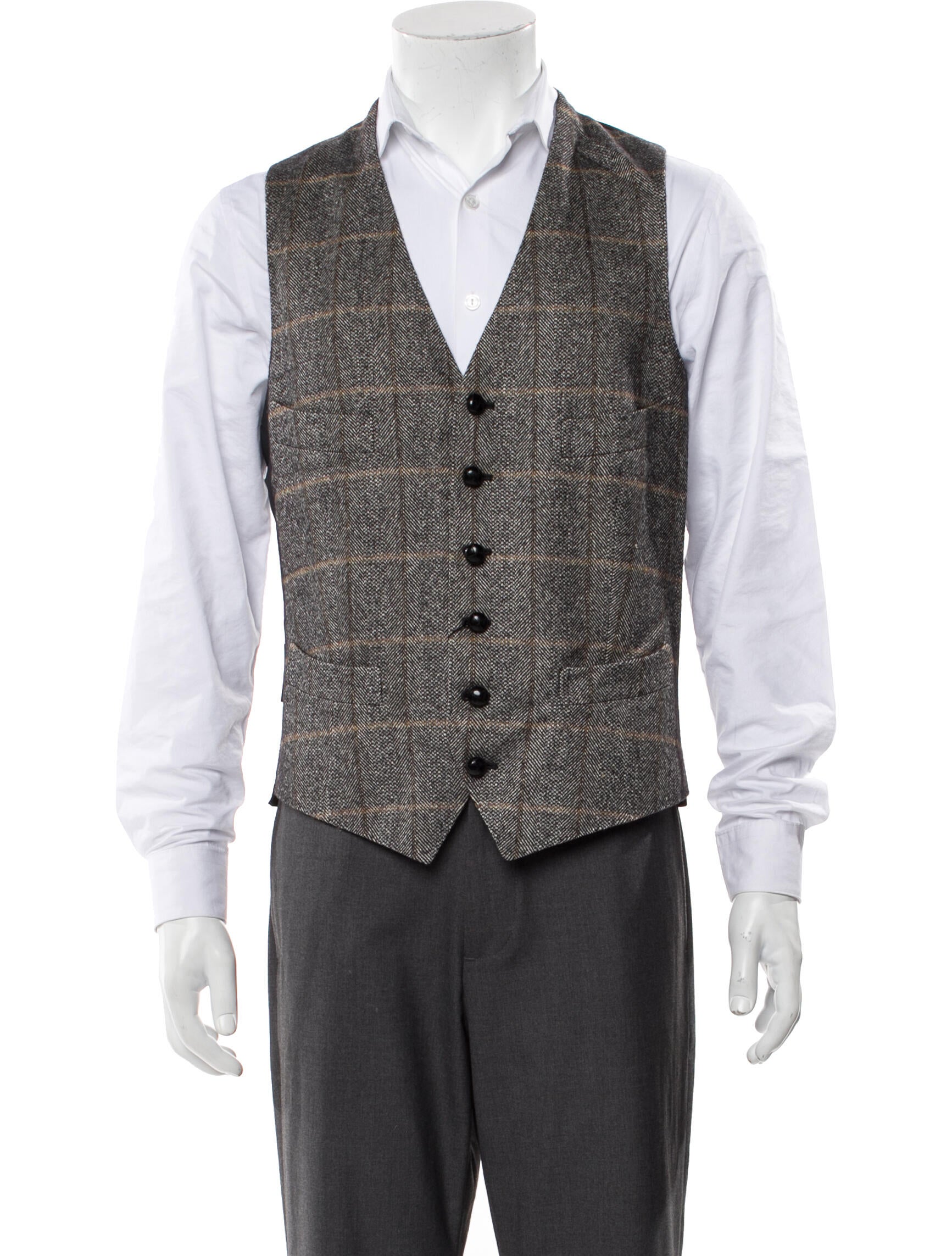 Tom Ford Wool Plaid Print Suit Vest w/ Tags